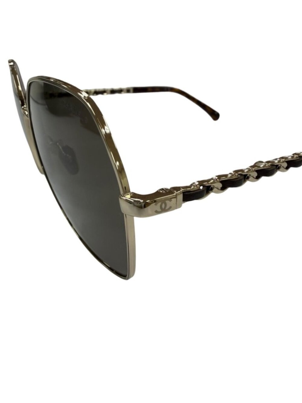 Chanel CC Logo Hexagon Chain Sunglasses Gold Black Demo Lens Eyewear - Picture 9 of 16